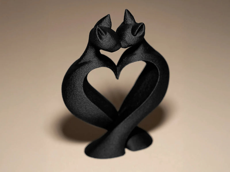 Liebende Katzen – Skulptur in Herzform