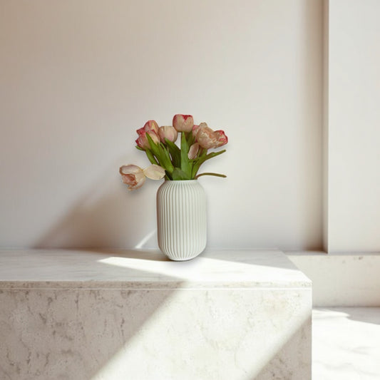 Kompakte Vase Soléa mit geometrischem Muster, hergestellt im 3D-Druck