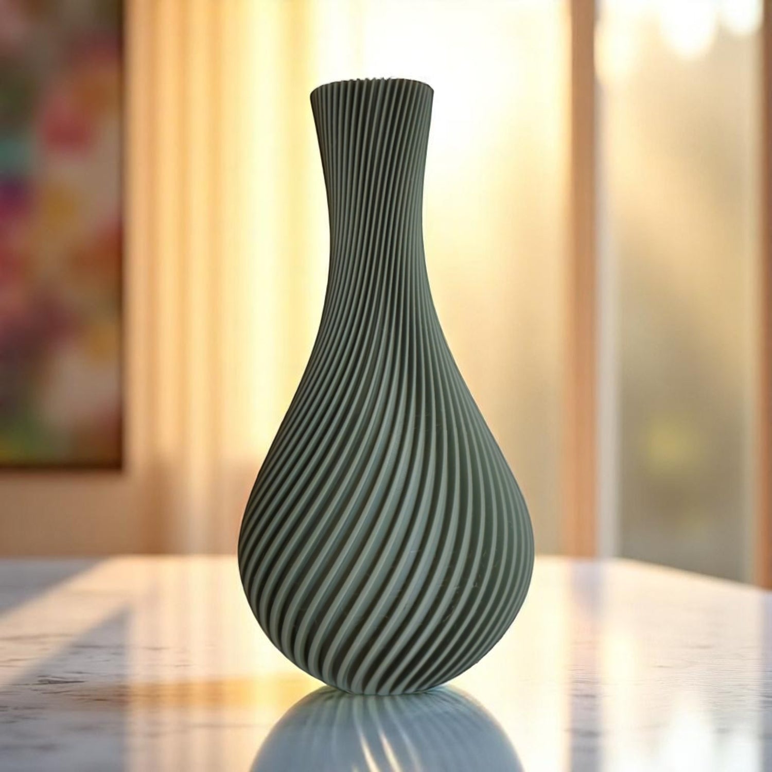 Vase Mireya im skulpturalen Design, 3D-gedruckt in natürlichem Farbton