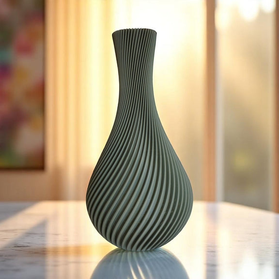 Vase Mireya im skulpturalen Design, 3D-gedruckt in natürlichem Farbton
