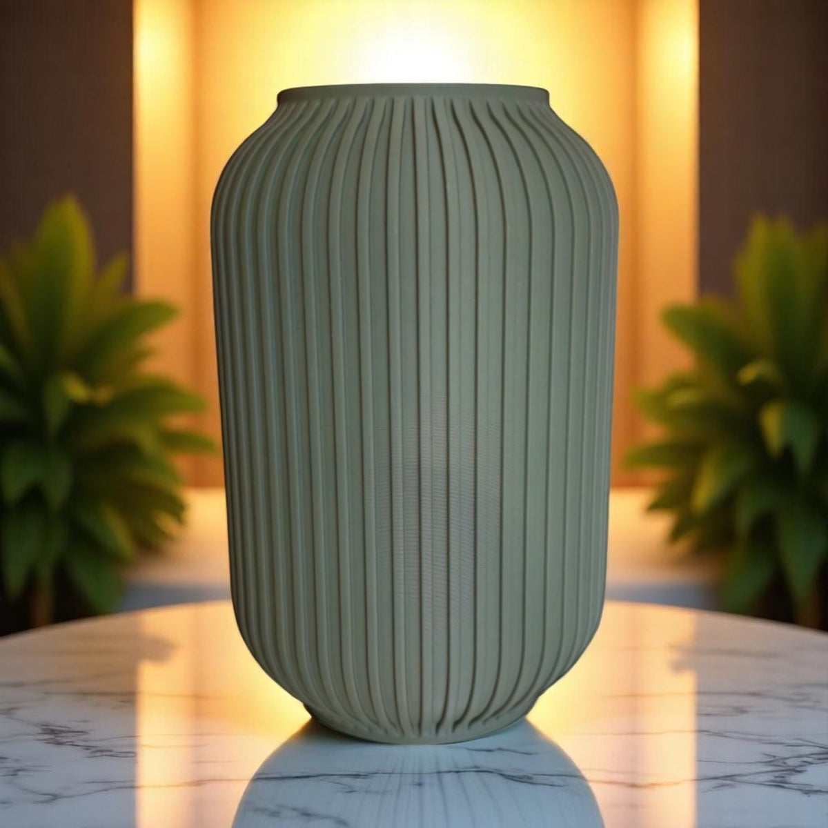 Kompakte Vase Soléa mit geometrischem Muster, hergestellt im 3D-Druck